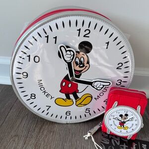 Mickey Mouse Exclusive Vintage Watch Figural Mini Backpack and wallet